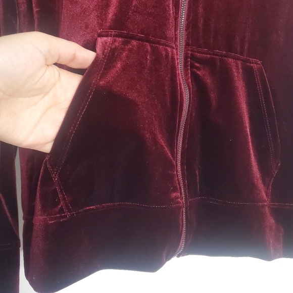 Material Girl Active Womens Velvet Hooded Sweater Jacket Size Small Y2k Coquette - Picture 9 of 11